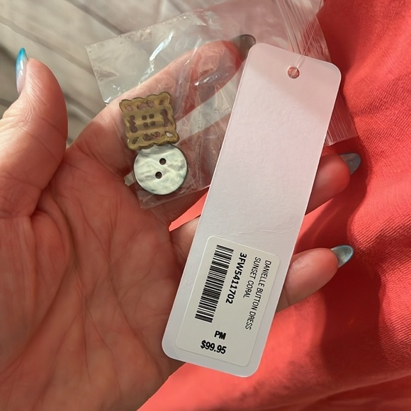 Soft Surroundings Danielle Button Dress NWT Coral Size Medium Petite - Picture 9 of 12